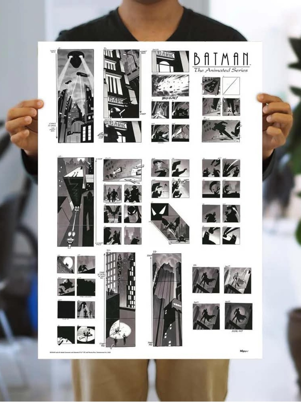 Batman The Animated Series Black & White MightyPrint 17”x24” Storyboard Wall Art
